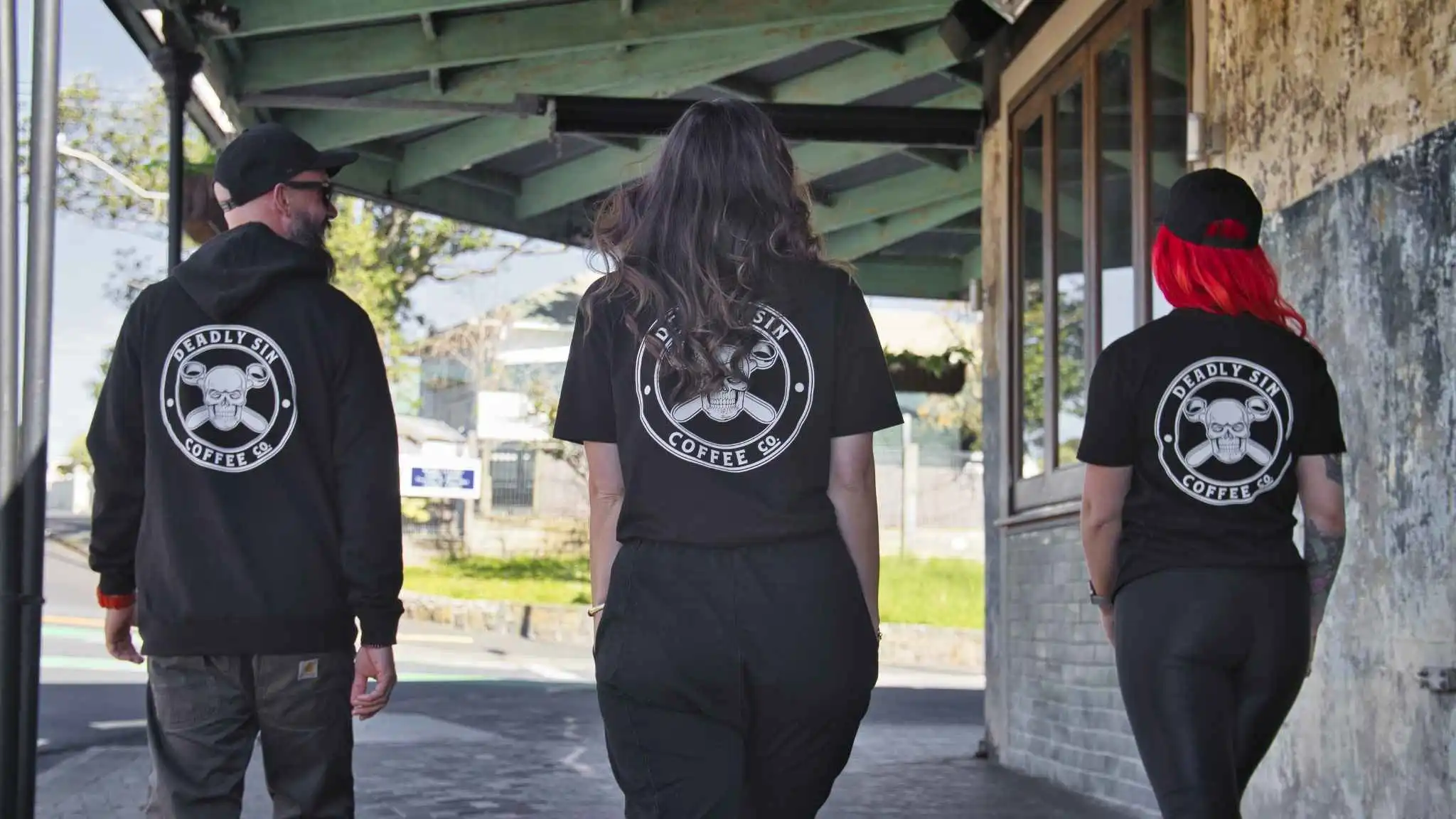 Deadly Sin Coffee Co. branded apparel - group shot.